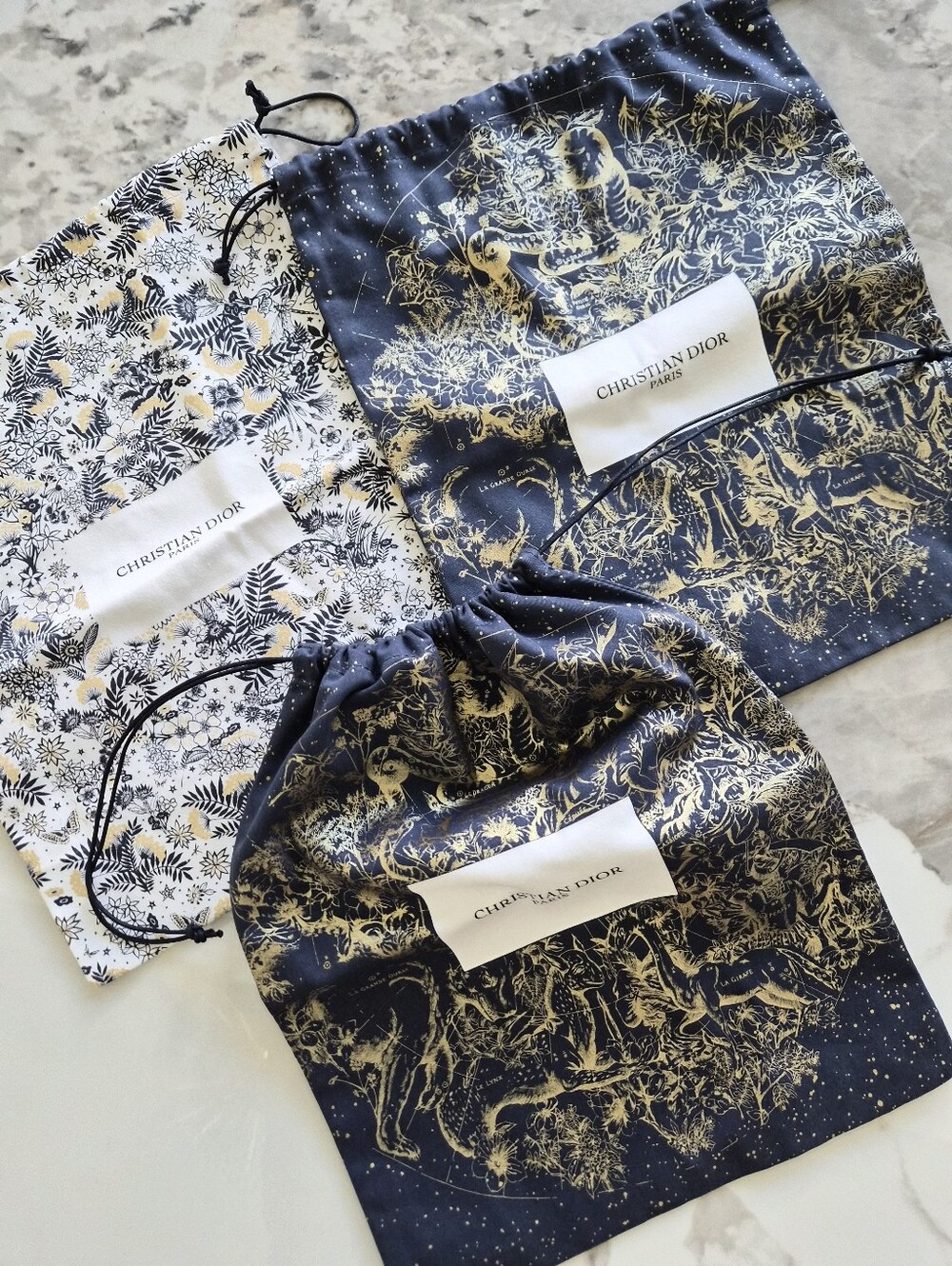 3x Authentic Christian Dior belt mini bag Dust Bag Drawstring 9"W x 11"H